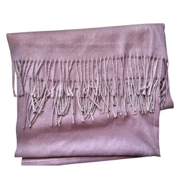 Cashmere Shawl 72”x27” With 3” Fringe Pale Plum Color For Women - Picture 1 of 2